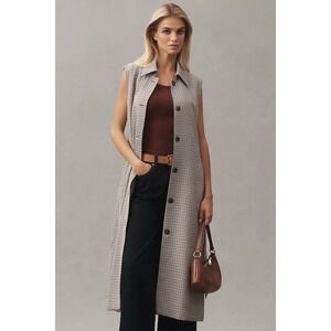 Mare Mare Womens‎ Plaid Sleeveless Duster Vest Longline Belted Trench Size M NEW